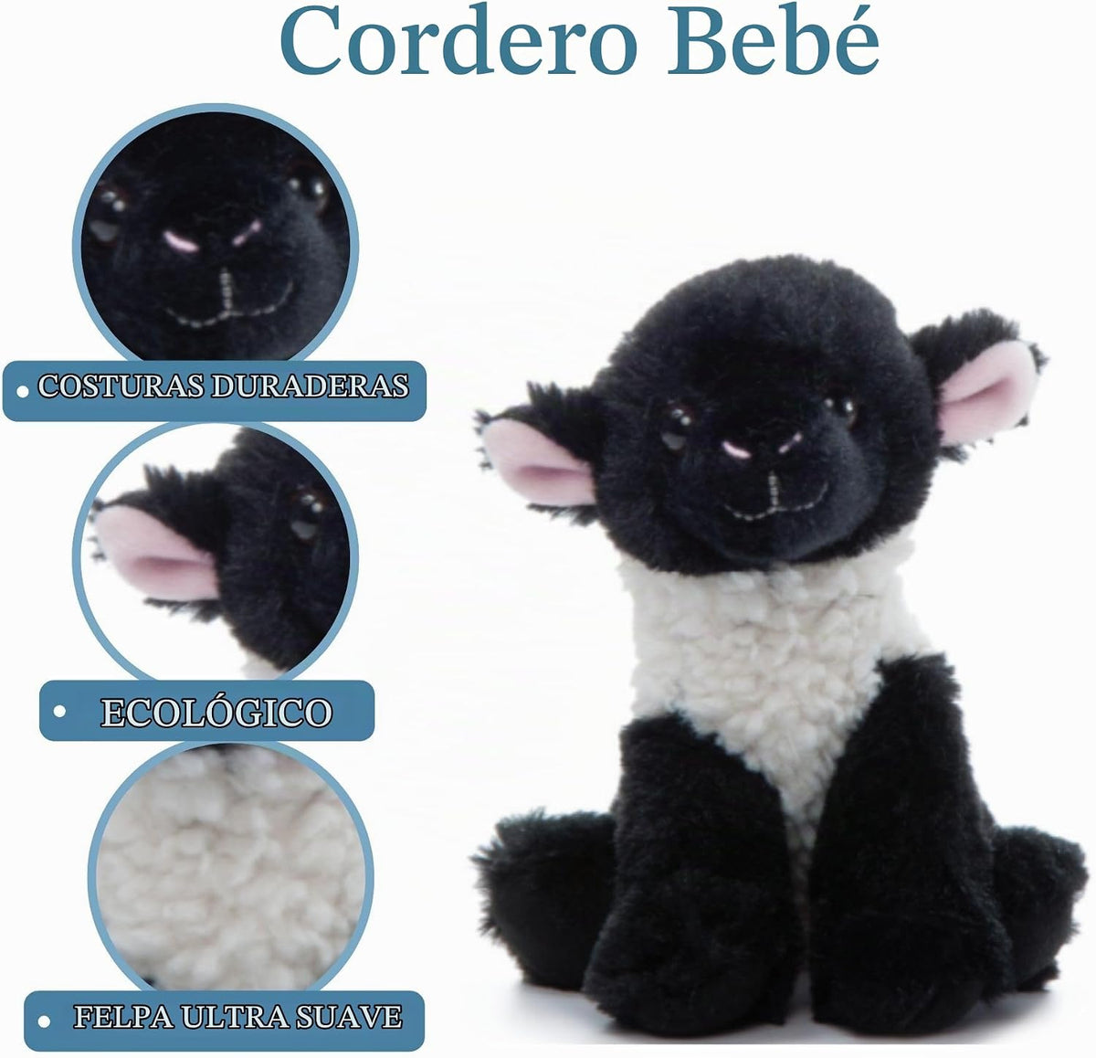 The Petting Zoo Peluche de cordero, Babiez, regalos para niños, 6 p...