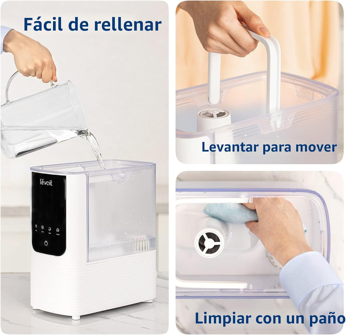 Levoit Humidificadores para dormitorio, neblina inteligente cálida...