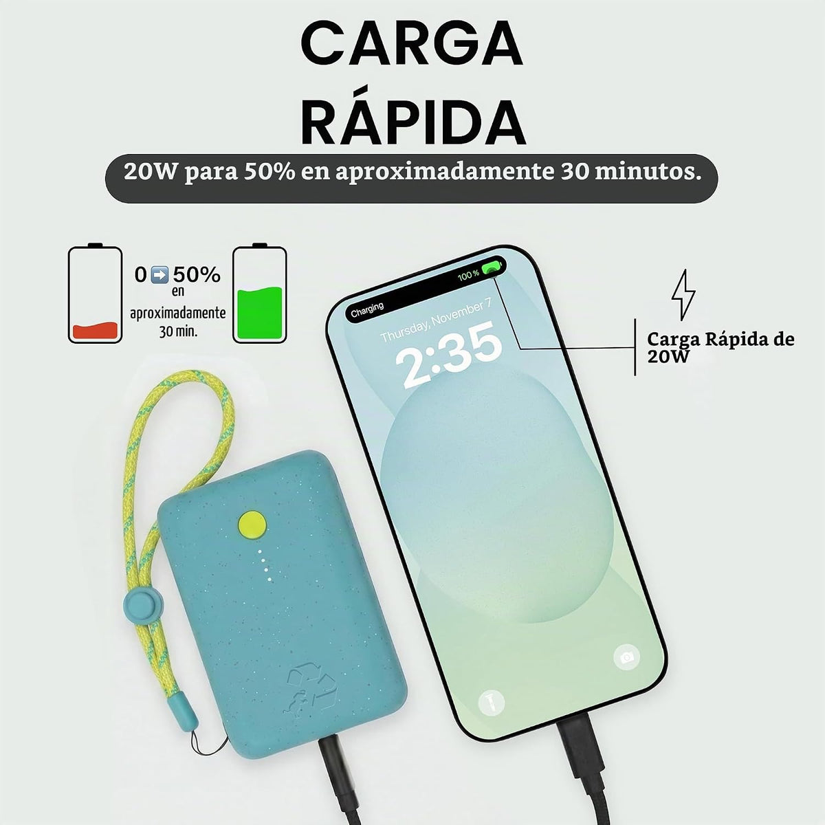 Nimble Champ Cargador Portátil, Batería Externa de 10,000mAh Carga...