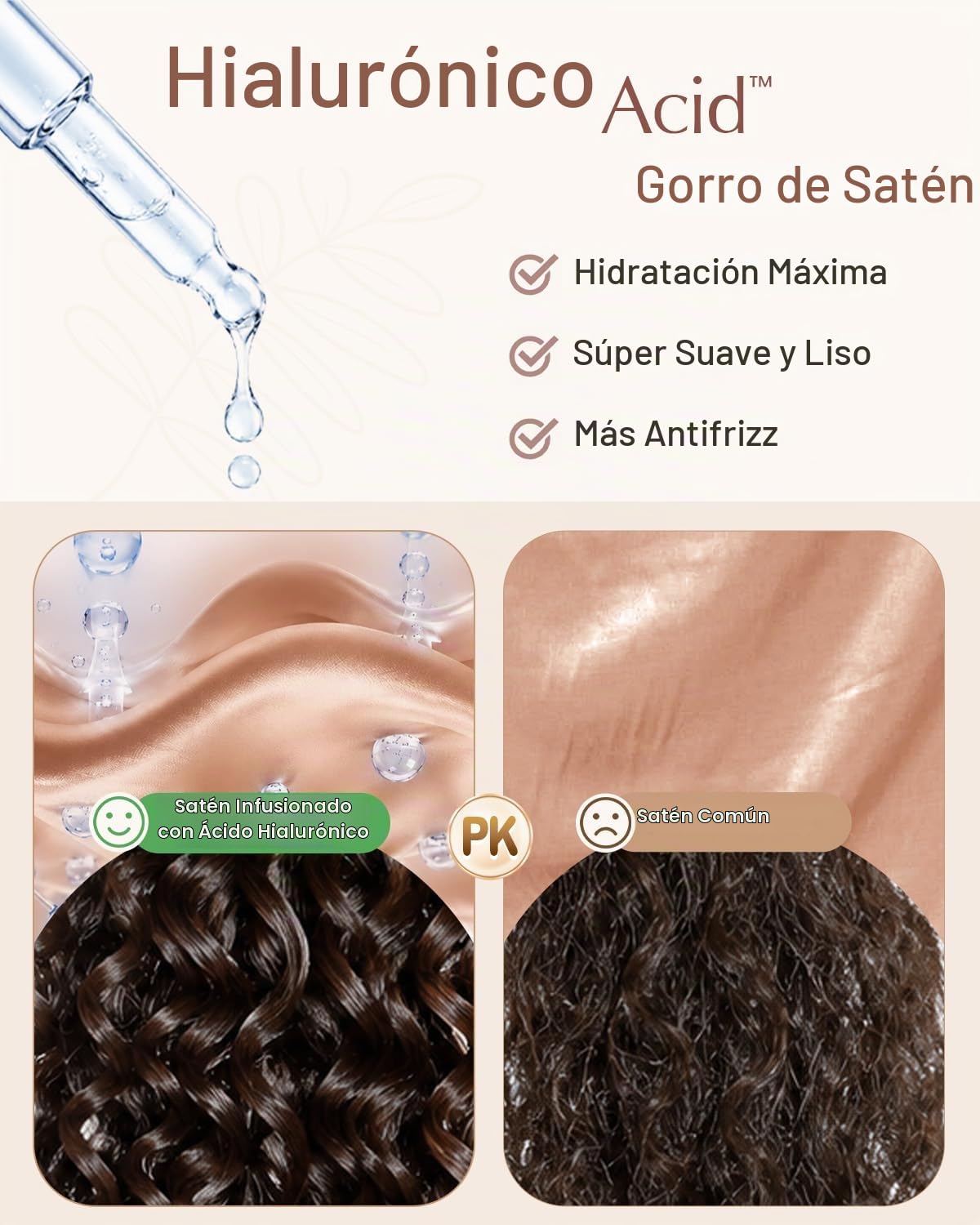 BONNET QUEEN Gorro de seda para mujeres durmiendo, ácido hialurónic...