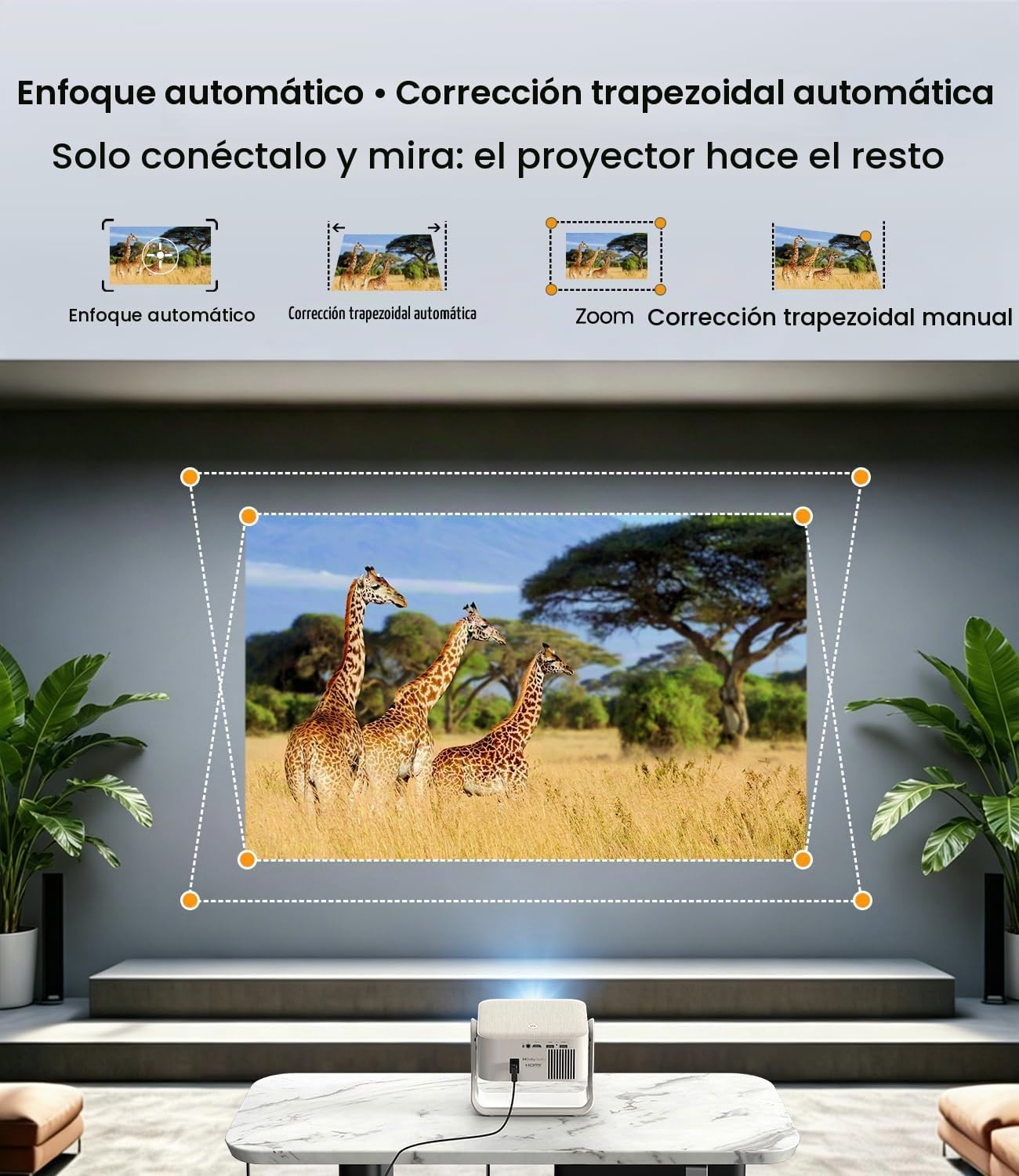 Miroir Roku - Proyector inteligente para TV con WiFi y Bluetooth, 3...