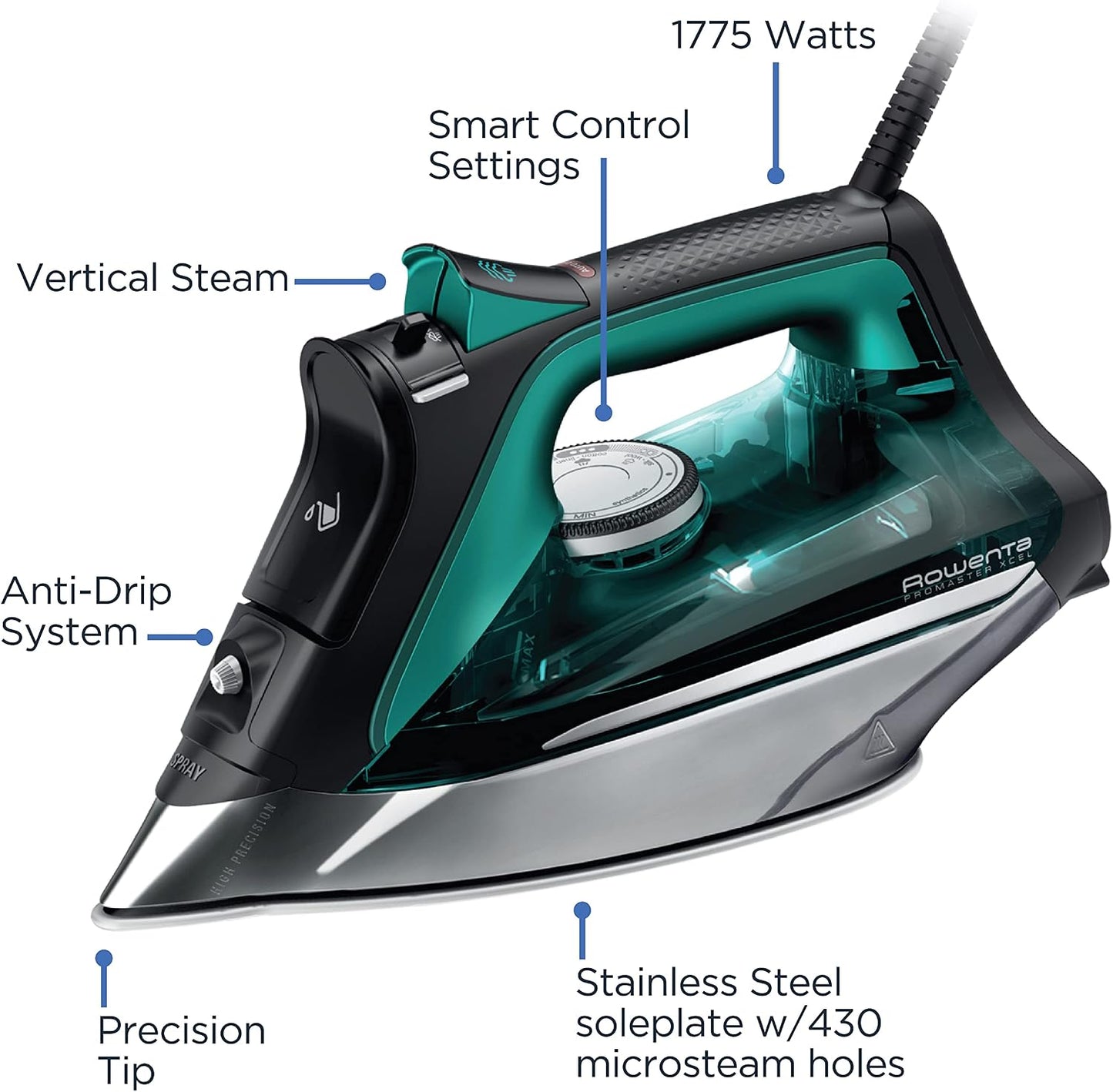 Rowenta Pro Master Plancha de Vapor con Suela de Acero Inoxidable p...