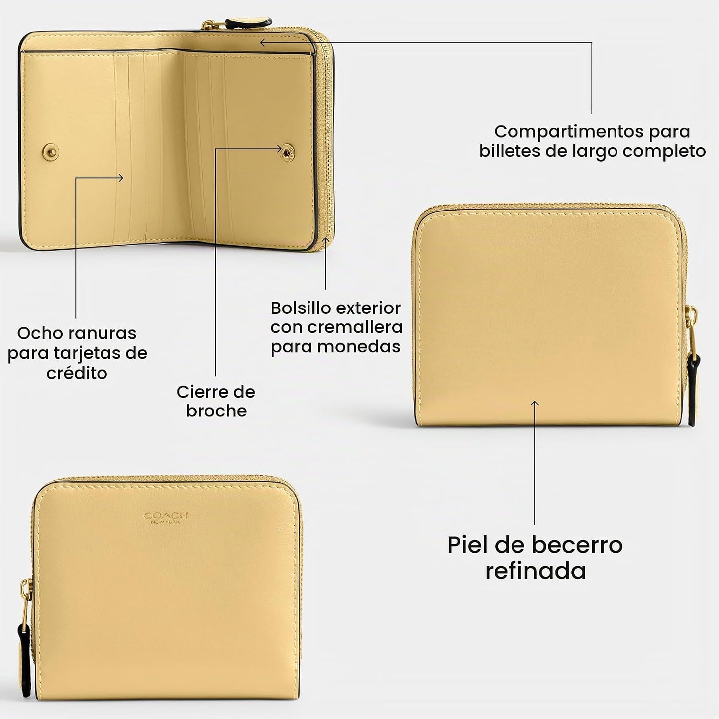Coach Billetera de cocodrilo en relieve para mujer