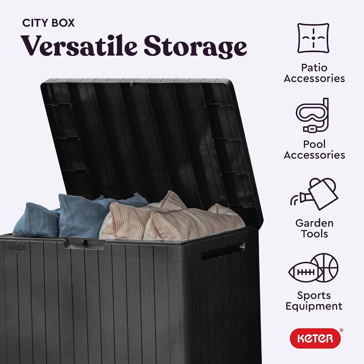 Keter City - Caja de almacenamiento exterior de resina de 30 galone...