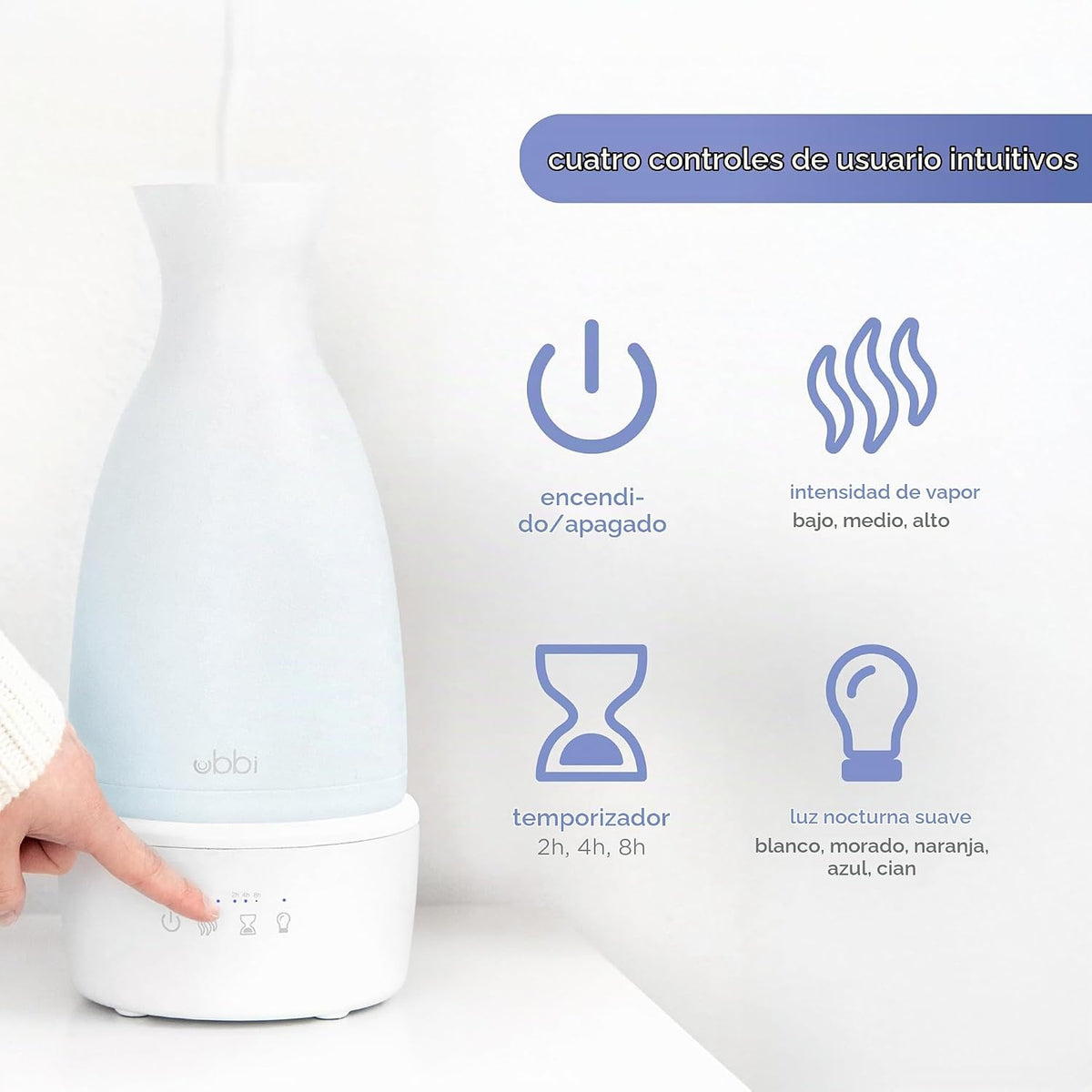 Ubbi Humidificador ultrasónico, diseño de llenado superior fácil |...