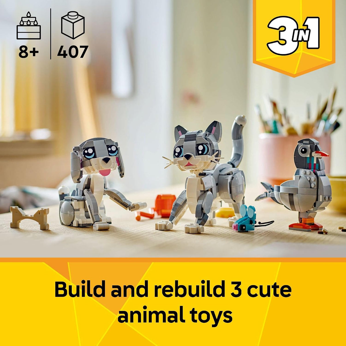 LEGO Creator 3 en 1 Juguete de Gato Juguetón - Juguete de Construcc...