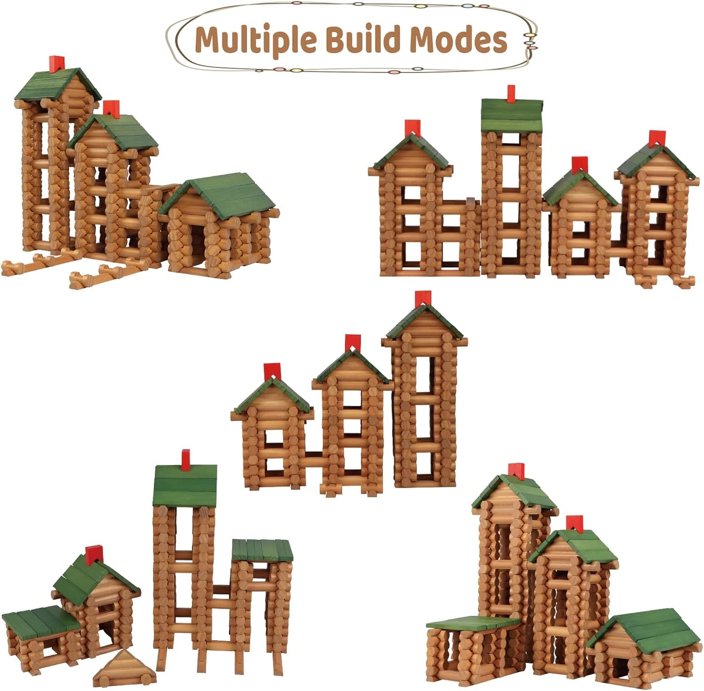 Wondertoys Juego de 530 troncos de madera a partir de 3 años, jugue...