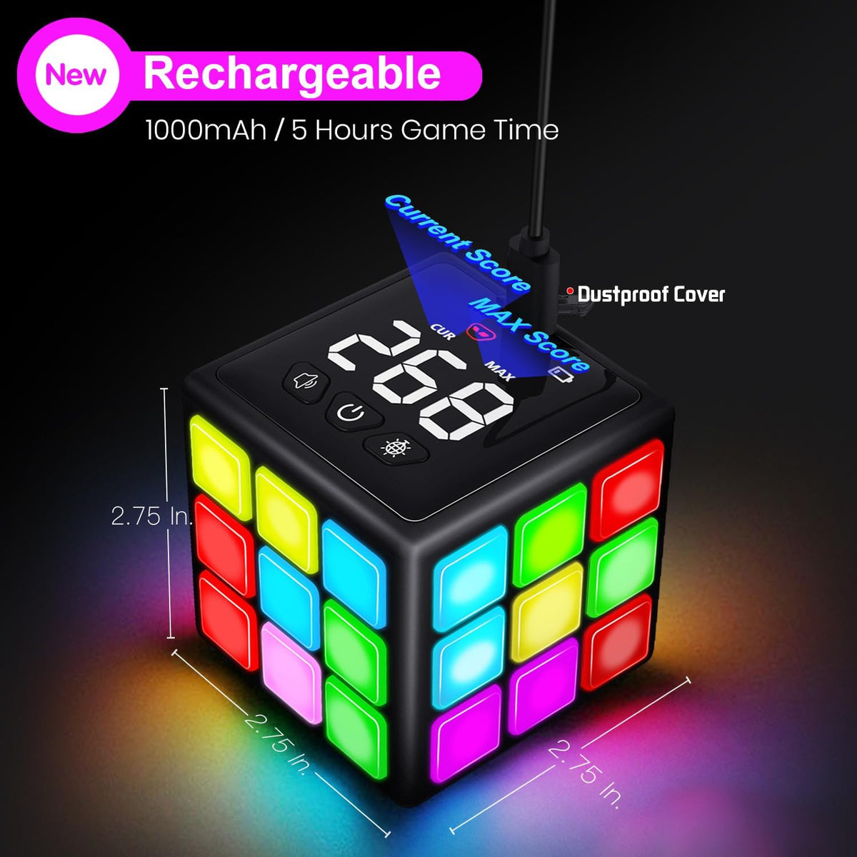 Xinbeiya Cubo de mano recargable con juegos, 15 divertidos juegos d...