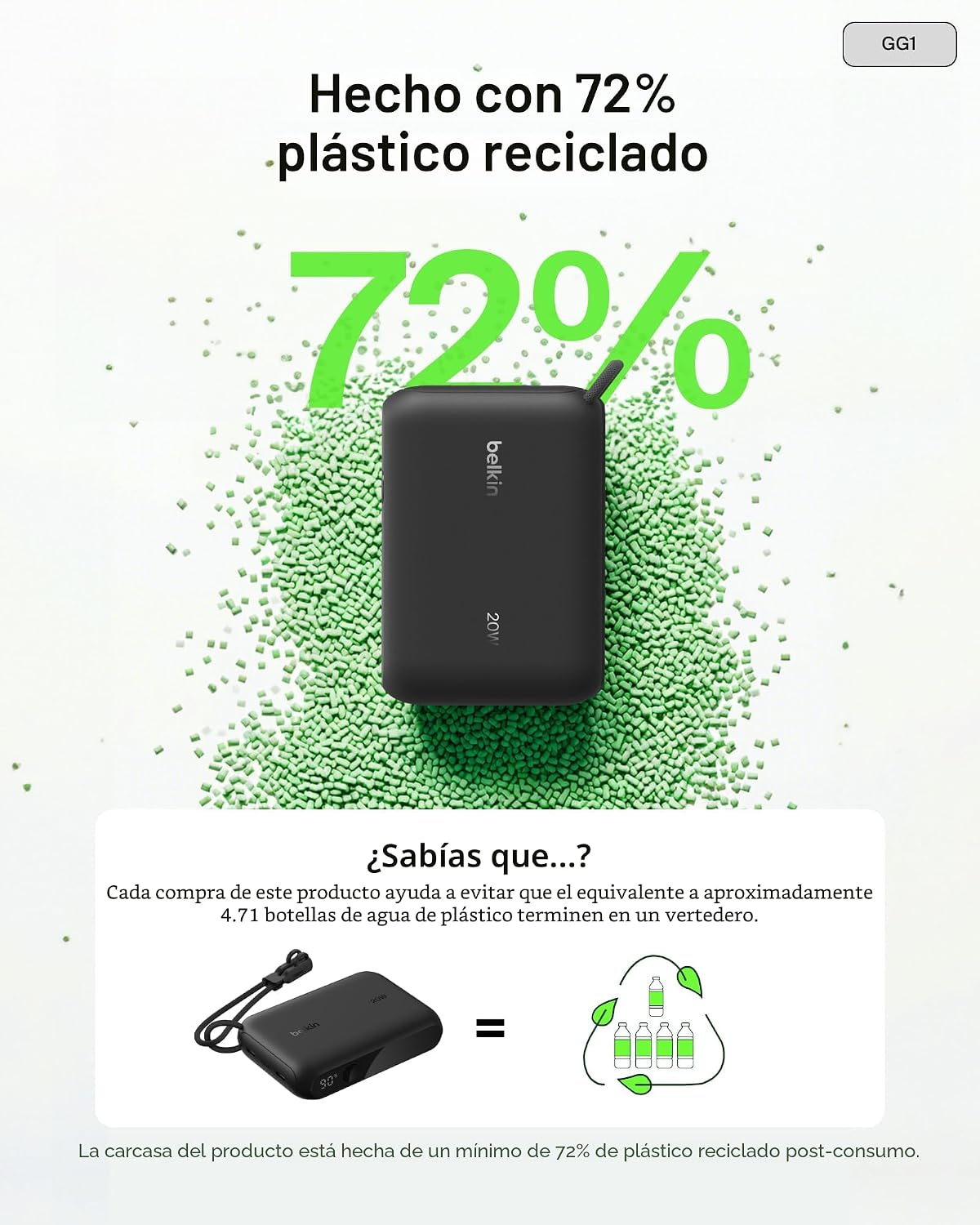Belkin Cargador portátil, banco de energía USB-C delgado de 10,000...