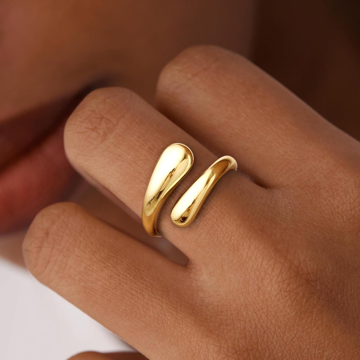 Poxtex - Anillos gruesos dorados para mujer, de oro antideslustre,...