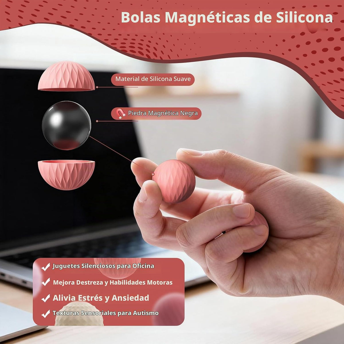 Bomeiyi Bolas magnéticas de silicona para adultos y adolescentes, j...