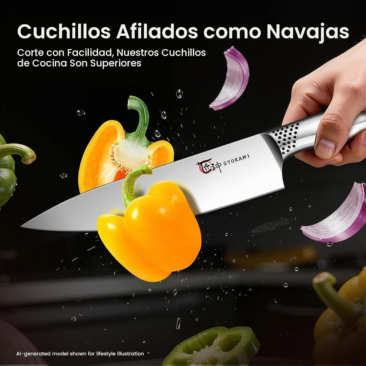 SYOKAMI 2026 Juego de cuchillos de cocina japoneses mejorados con b...
