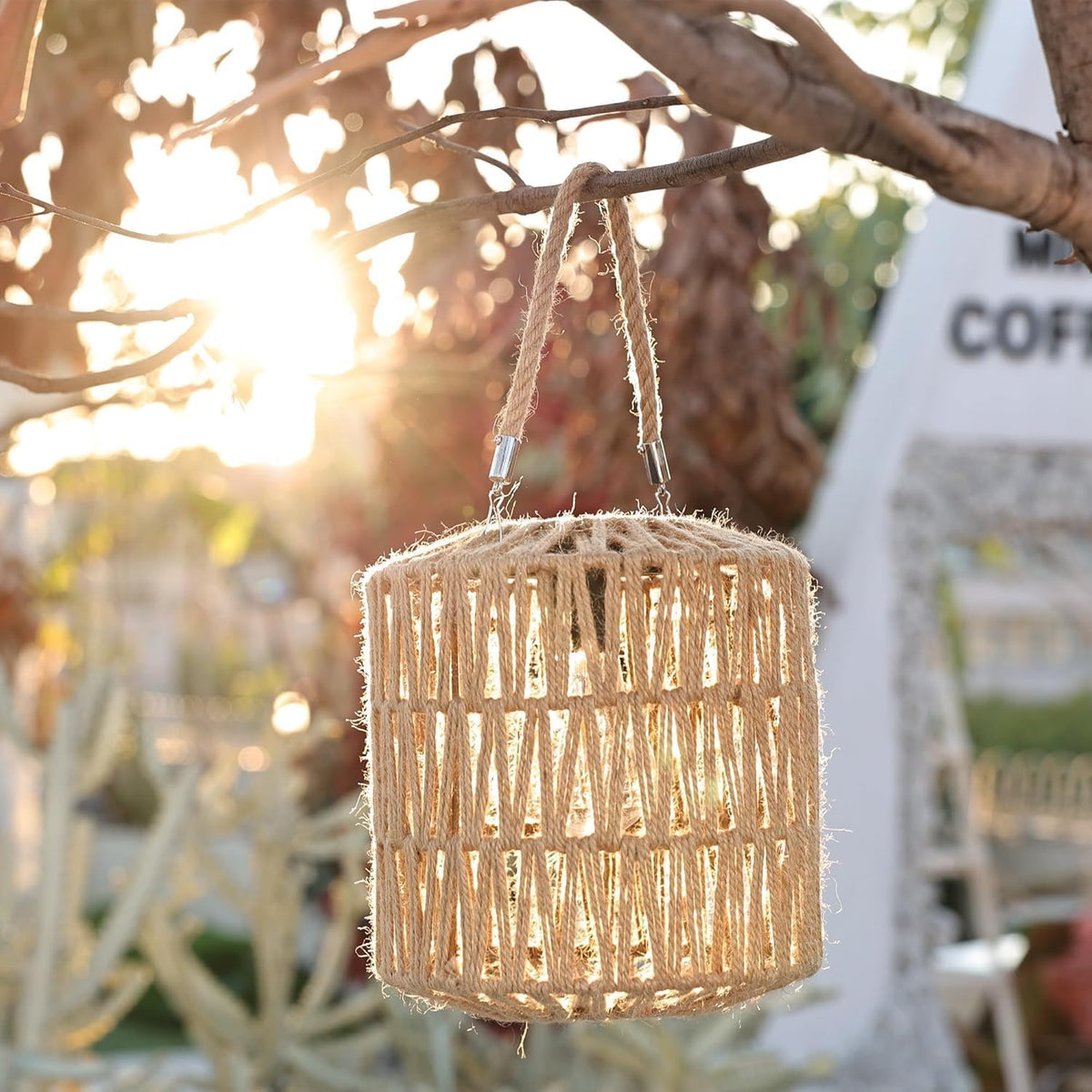 Cooo Linterna solar grande para colgar al aire libre, linterna de c...