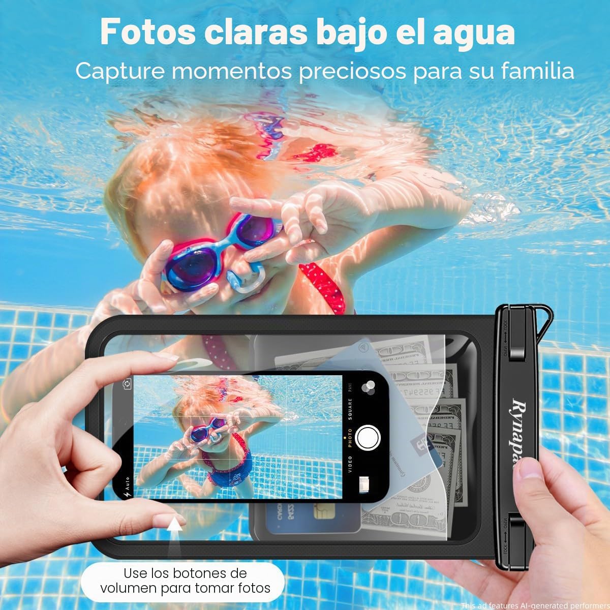 Rynapac Bolsa grande impermeable para teléfono de hasta 10 pulgadas...