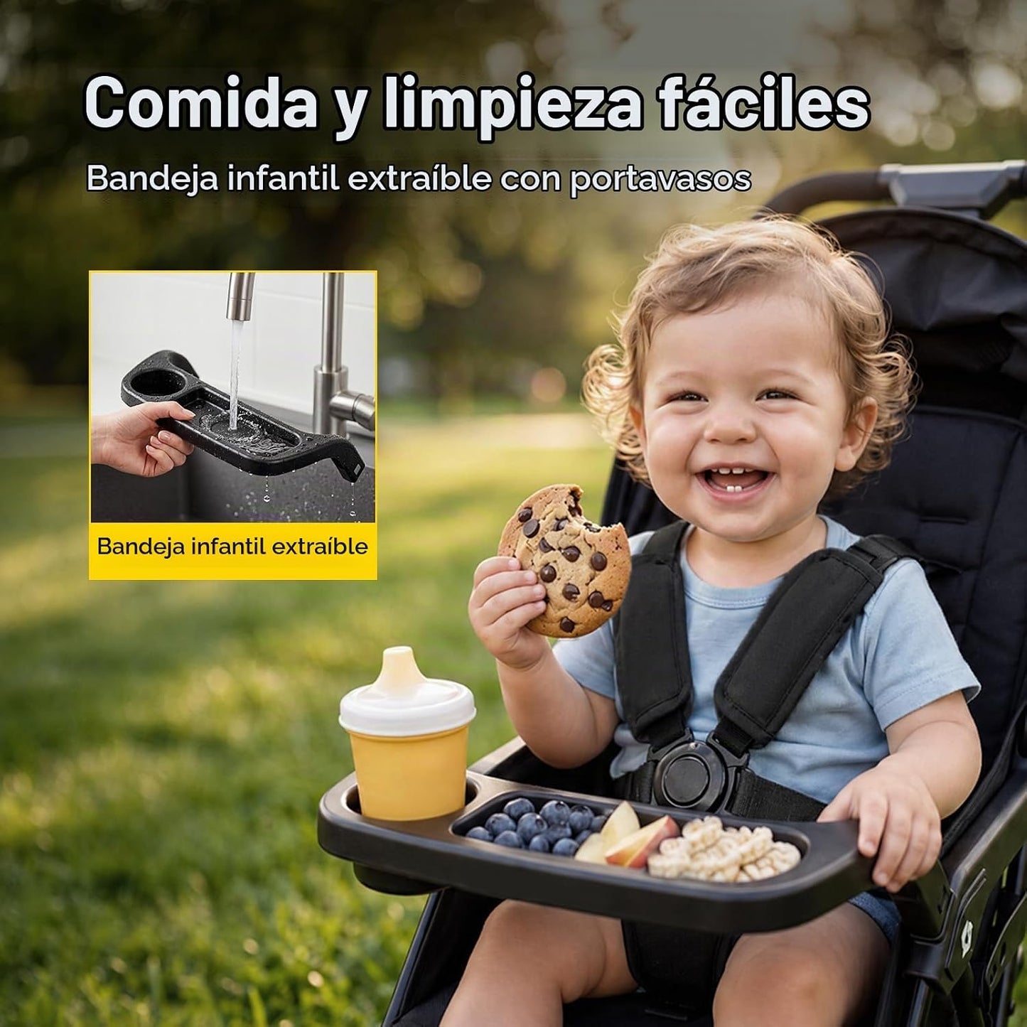 Mamazing Cochecito de viaje ligero con paraguas y asiento reclinabl...