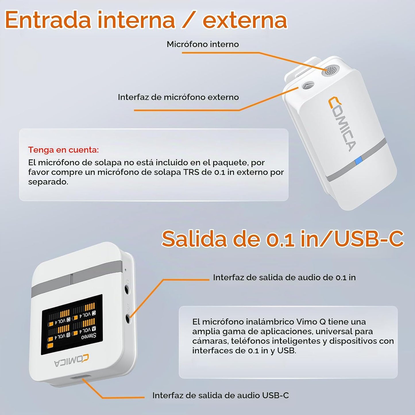 COMICA Vimo Q - Micrófono lavalier inalámbrico de 4 canales para iP...
