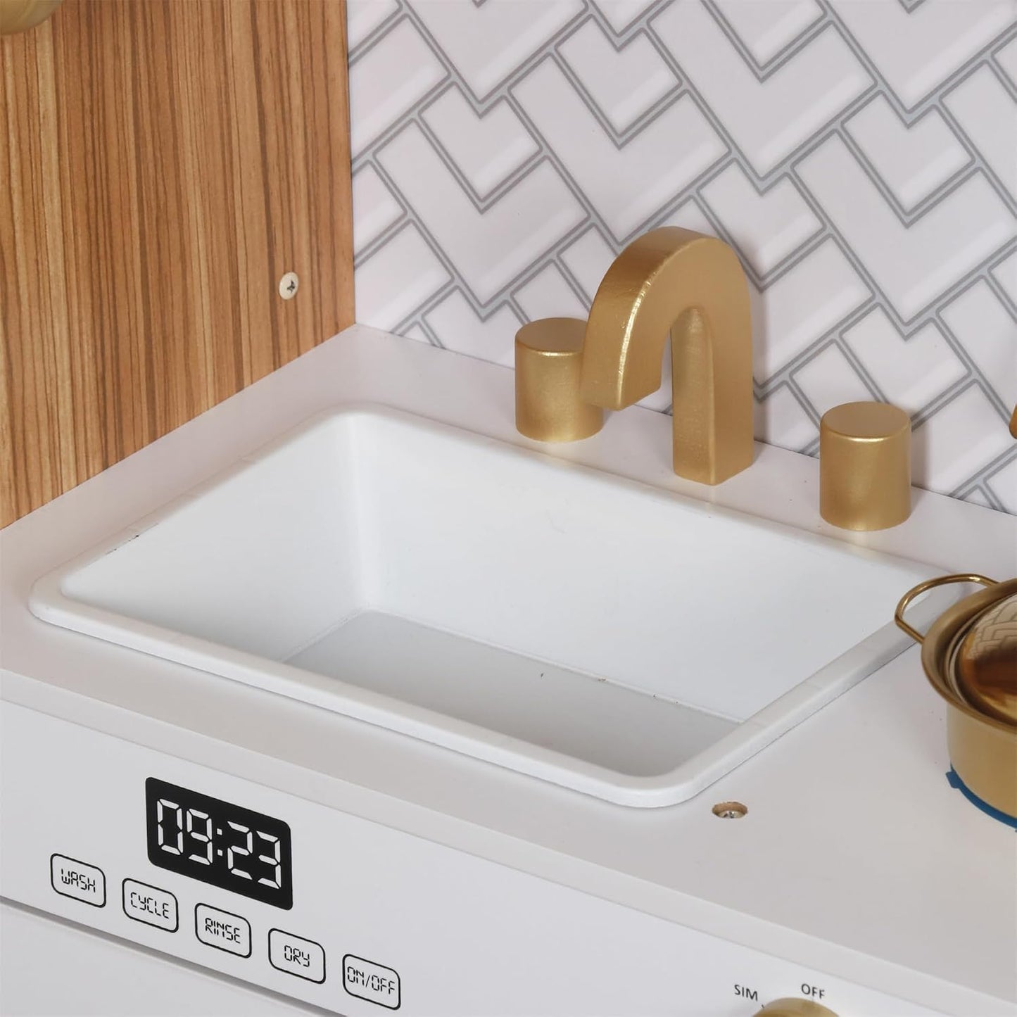 Conjunto de Juguete de Cocina de Madera con Luz, Juego de Cocina de...
