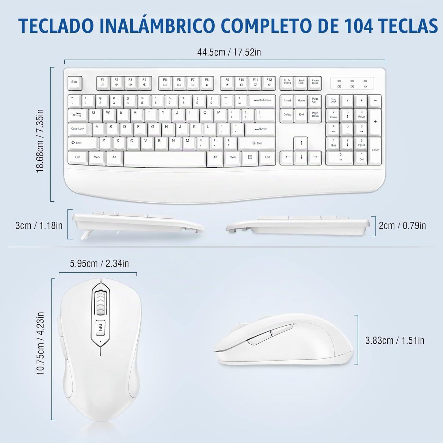 EDJO - Combo de teclado y mouse inalámbricos, teclado ergonómico de...