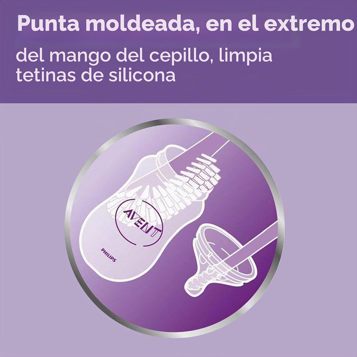 Philips AVENT Cepillo para biberón y tetina de bebé, gris, SCF145\/...