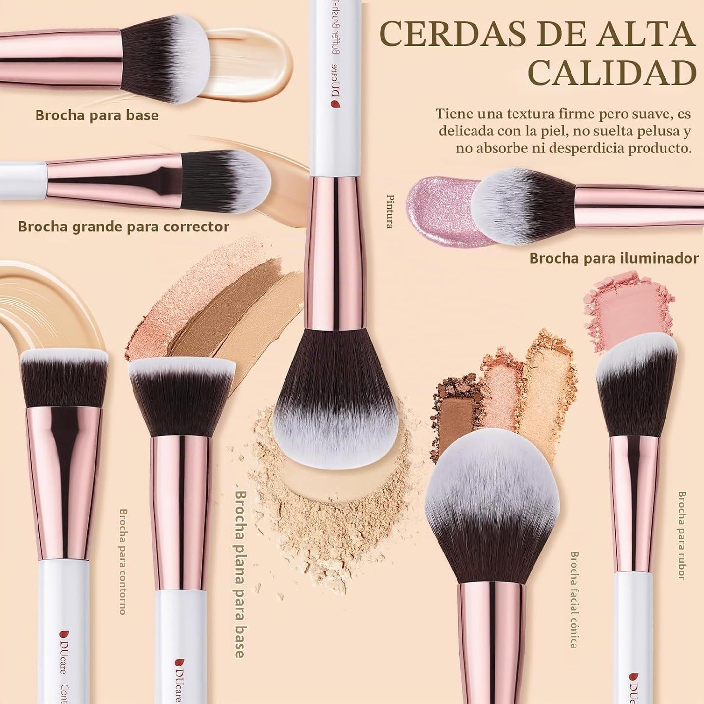 DUcare Juego de brochas de maquillaje profesionales, 27 piezas, bro...