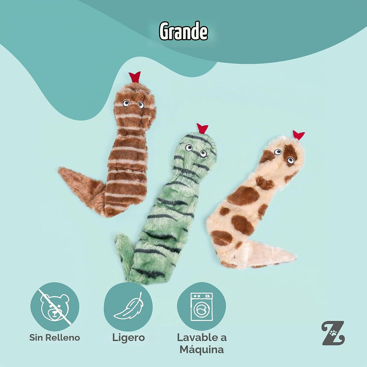 ZippyPaws Skinny Peltz - 3 serpientes multicolores, juguetes chirri...