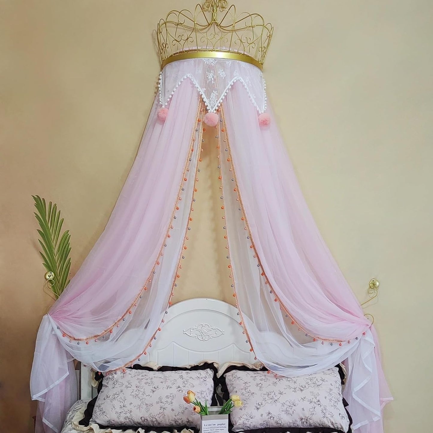 LIANGQIANJIN Dosel de cama para niñas, dosel de cama de princesa co...