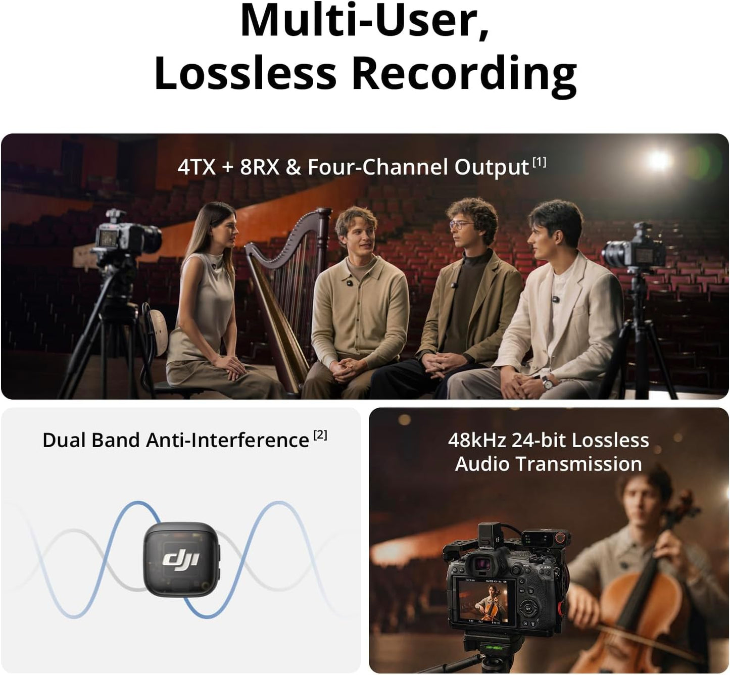 DJI Mic 3 (2TX+1RX+estuche de carga), micrófono todo en uno con zap...