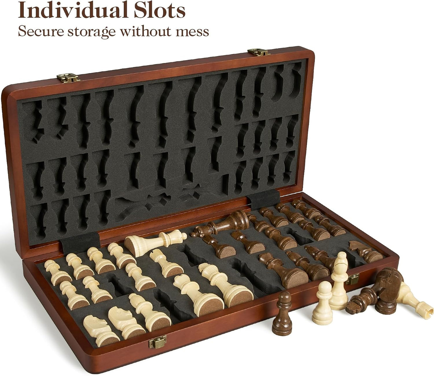 Juego de ajedrez magnético de madera de 17 pulgadas para adultos y...