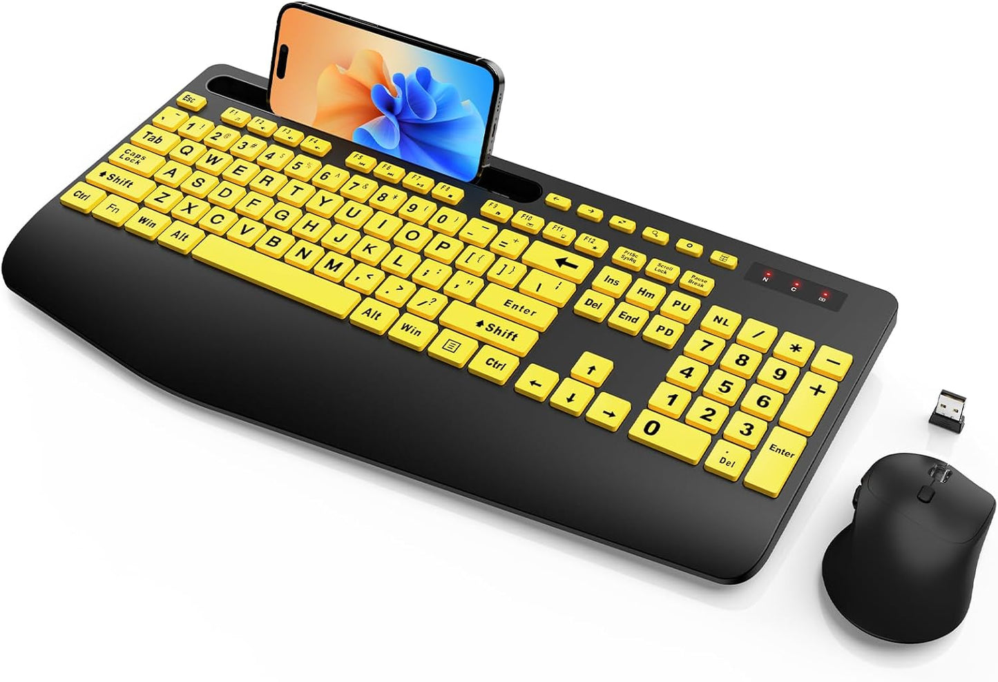 SABLUTE Combo de teclado y mouse inalámbricos con impresión grande...