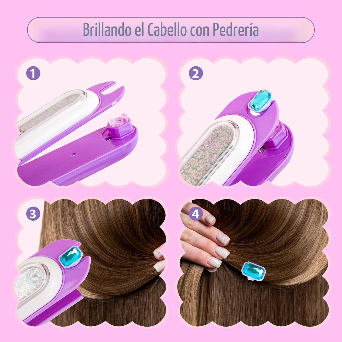 kidzkube Kit de Sellador de Gemas para Cabello, Joyas Brillantes pa...