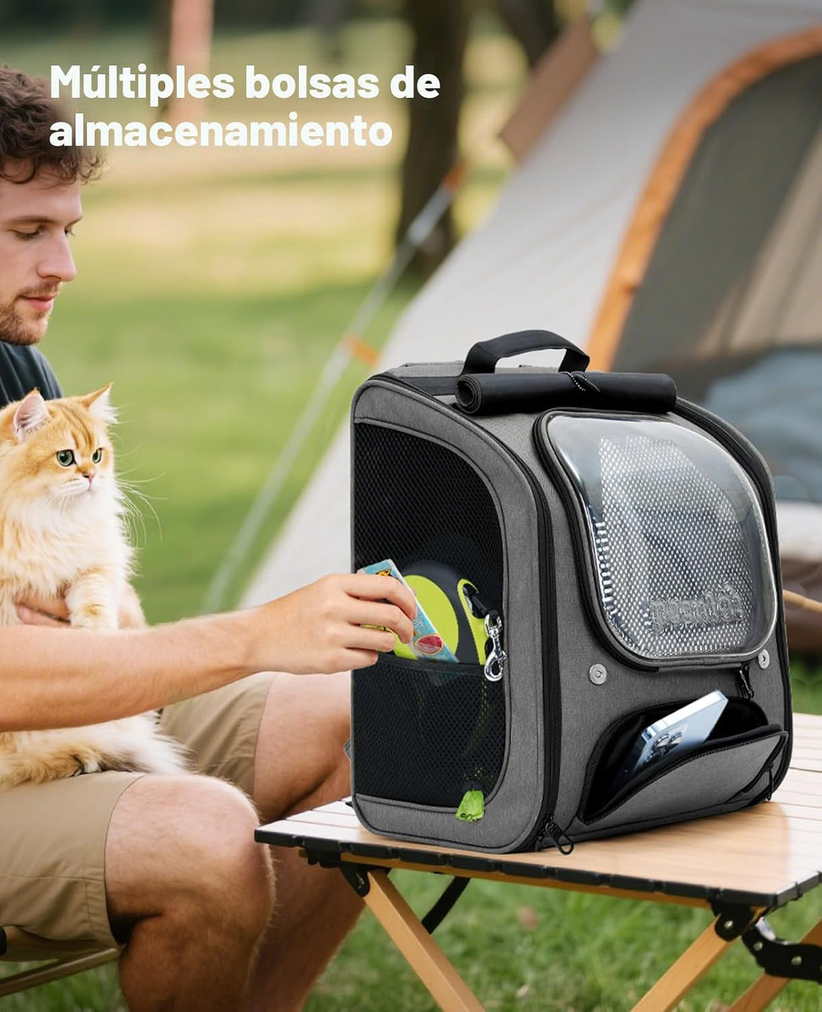 Pecute Mochila para gatos,Mochila de burbujas para gatos de gran es...