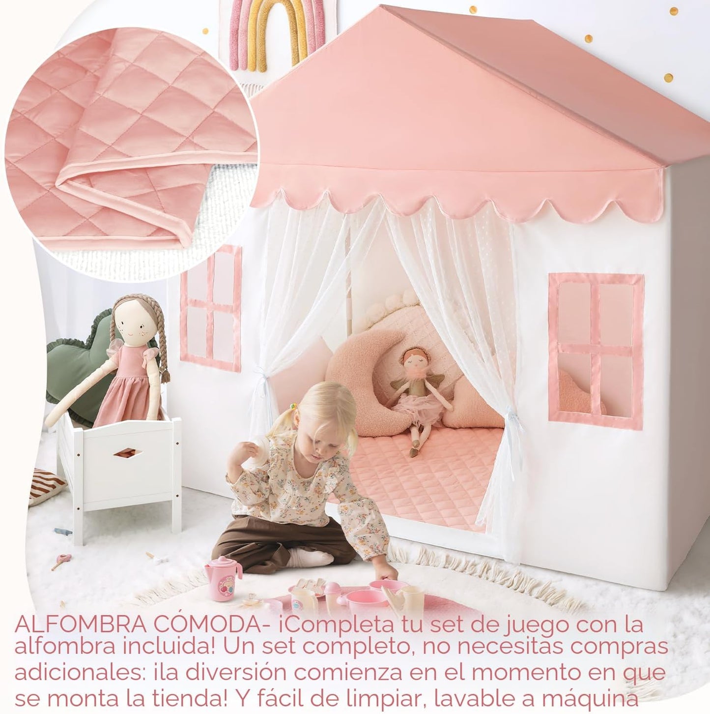 Avrsol - Tienda de campaña para niños con alfombra, castillo de pri...