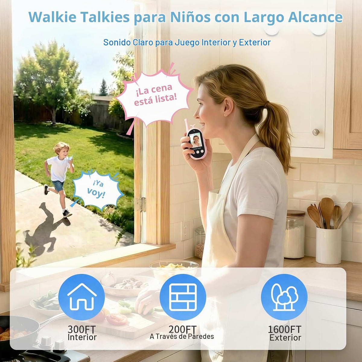 Walkie Talkies de video para niños, paquete de 2 recargables con pa...
