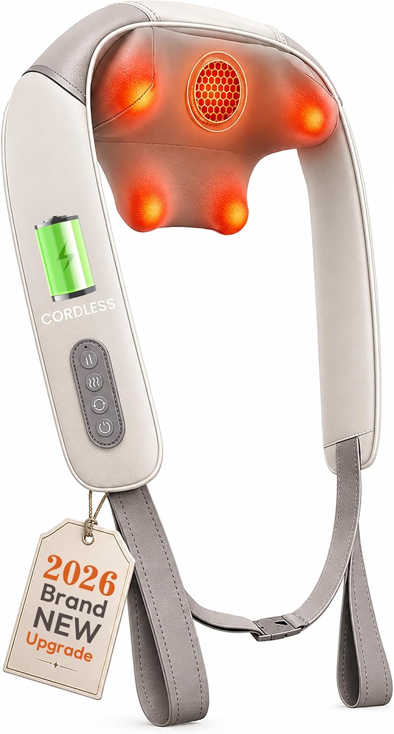 Heycool Masajeador inalámbrico de cuello y hombros, espalda Shiatsu...
