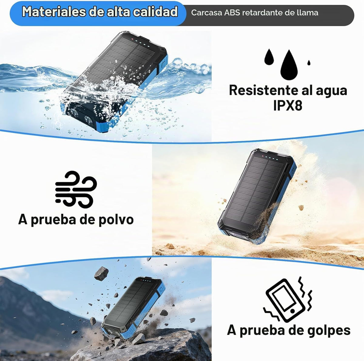 Cargador solar de 49800 mAh, 22.5 W PD cargador de teléfono portáti...
