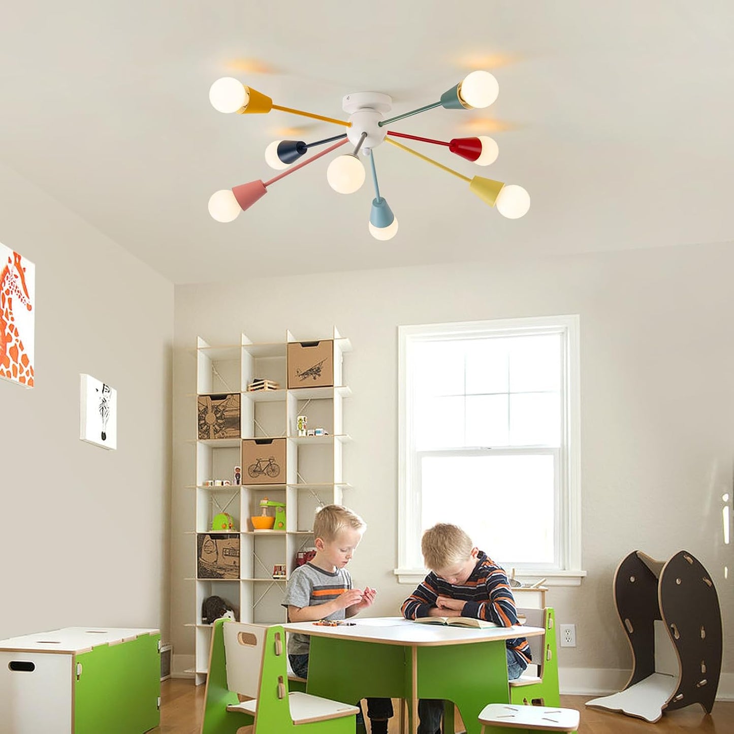 Ymlii Candelabro colorido, candelabro Sputnik moderno de 8 luces, l...