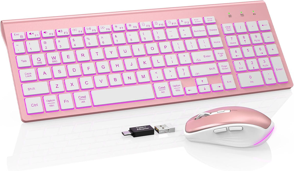 SABLUTE Combo de teclado y mouse inalámbricos retroiluminados - Tec...