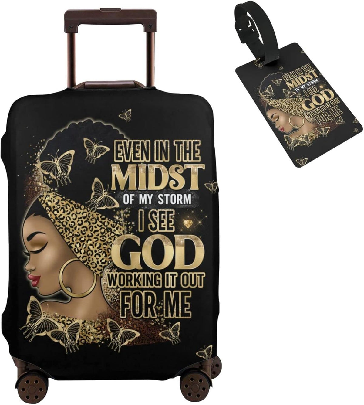 Hepmant Protector de maleta de viaje para mujer afroamericana, elás...