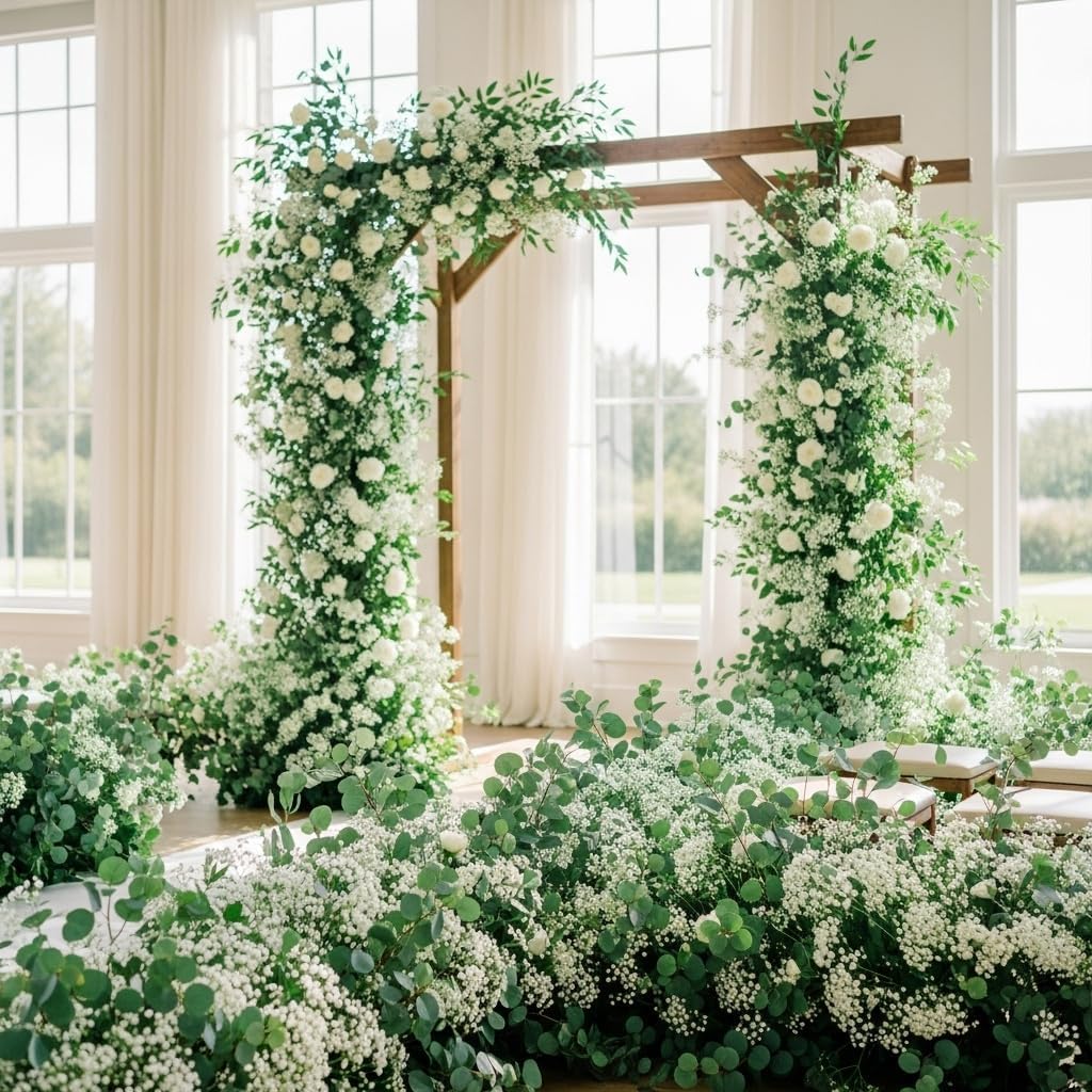 Sukh 30 flores artificiales de aliento de bebé, gypsophila falsa bl...