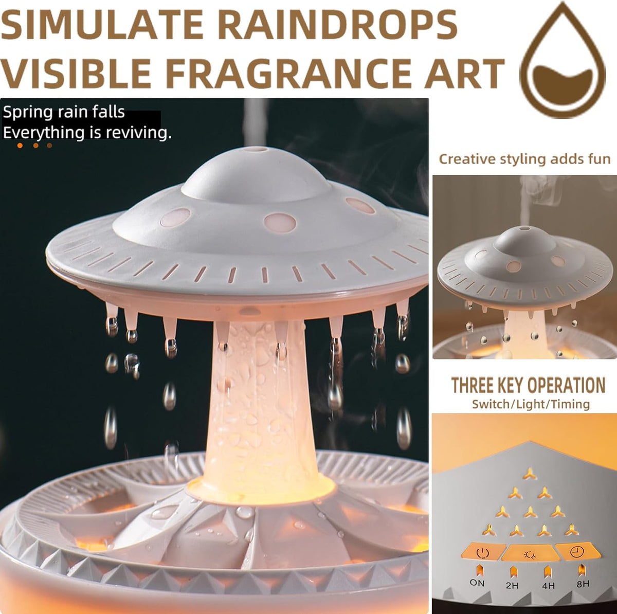 Humidificador de Gota de Lluvia para Dormitorio Habitación Grande -...