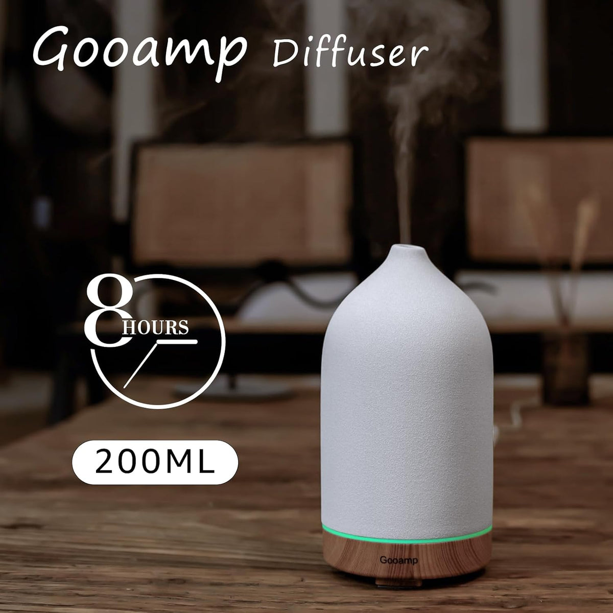 Gooamp Difusor de Aceite Esencial Cerámico de 200ML - Aromaterapia...