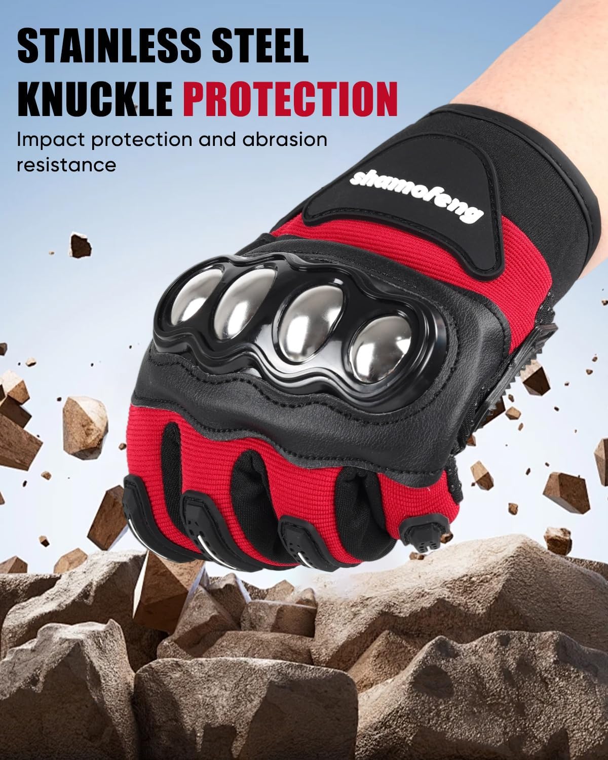shamofeng Guantes de motocicleta con nudillos de acero aleado, para...