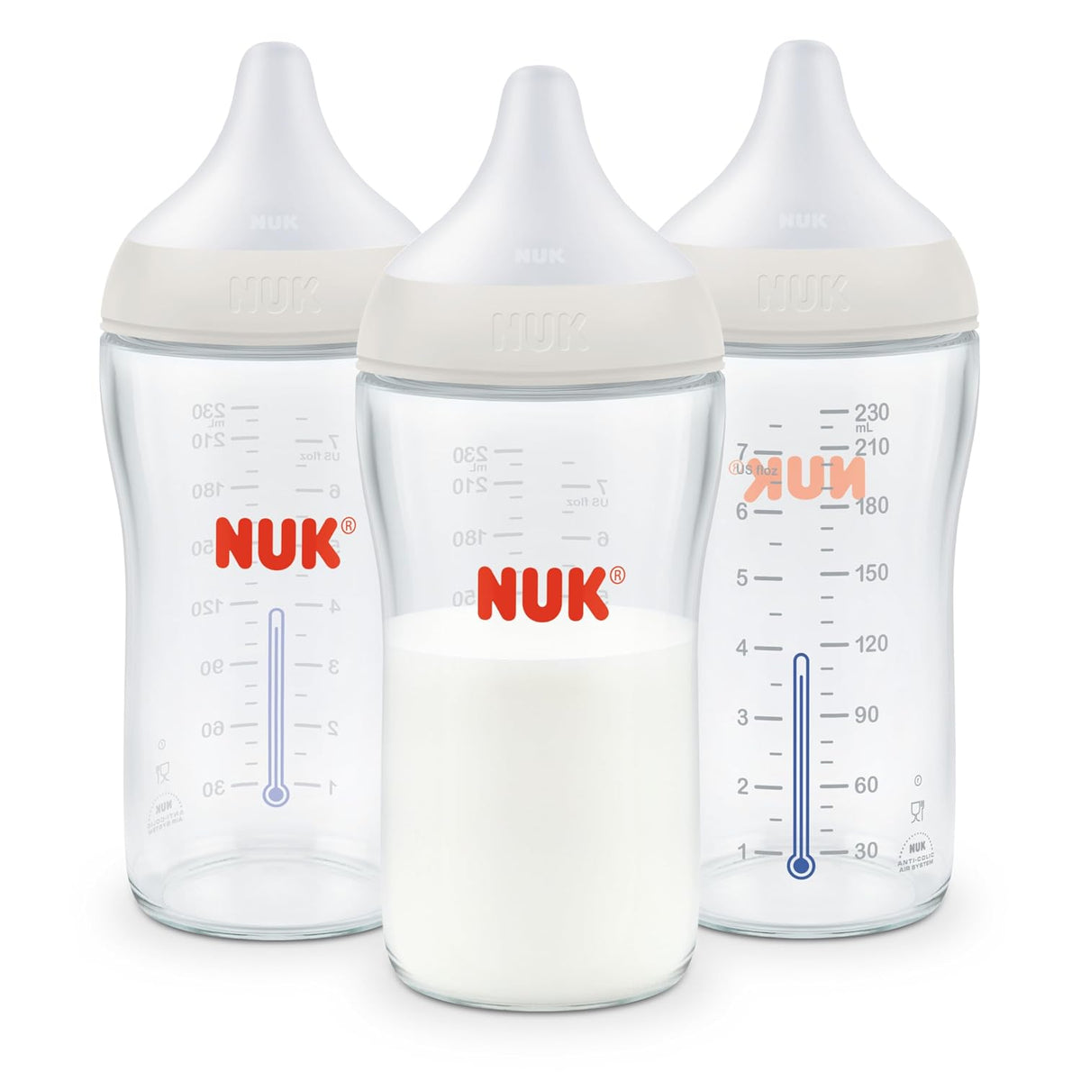 NUK Perfect Match - Botella de vidrio natural + anticólico, 8 onzas...
