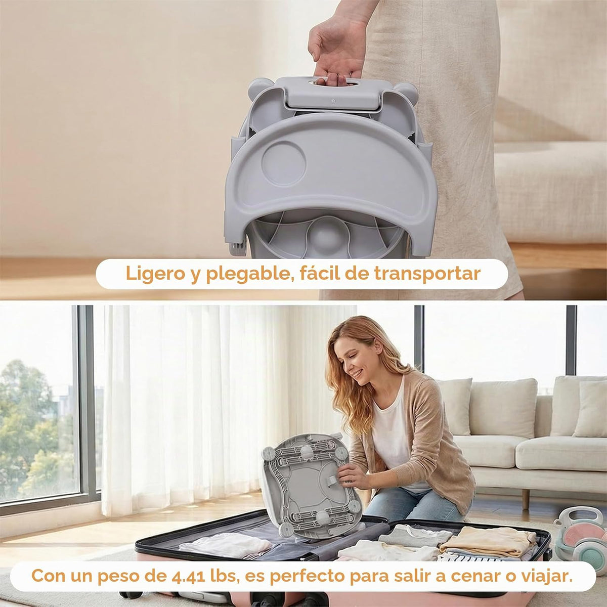 Asiento elevador para bebé para mesa de comedor con bandeja extraíb...