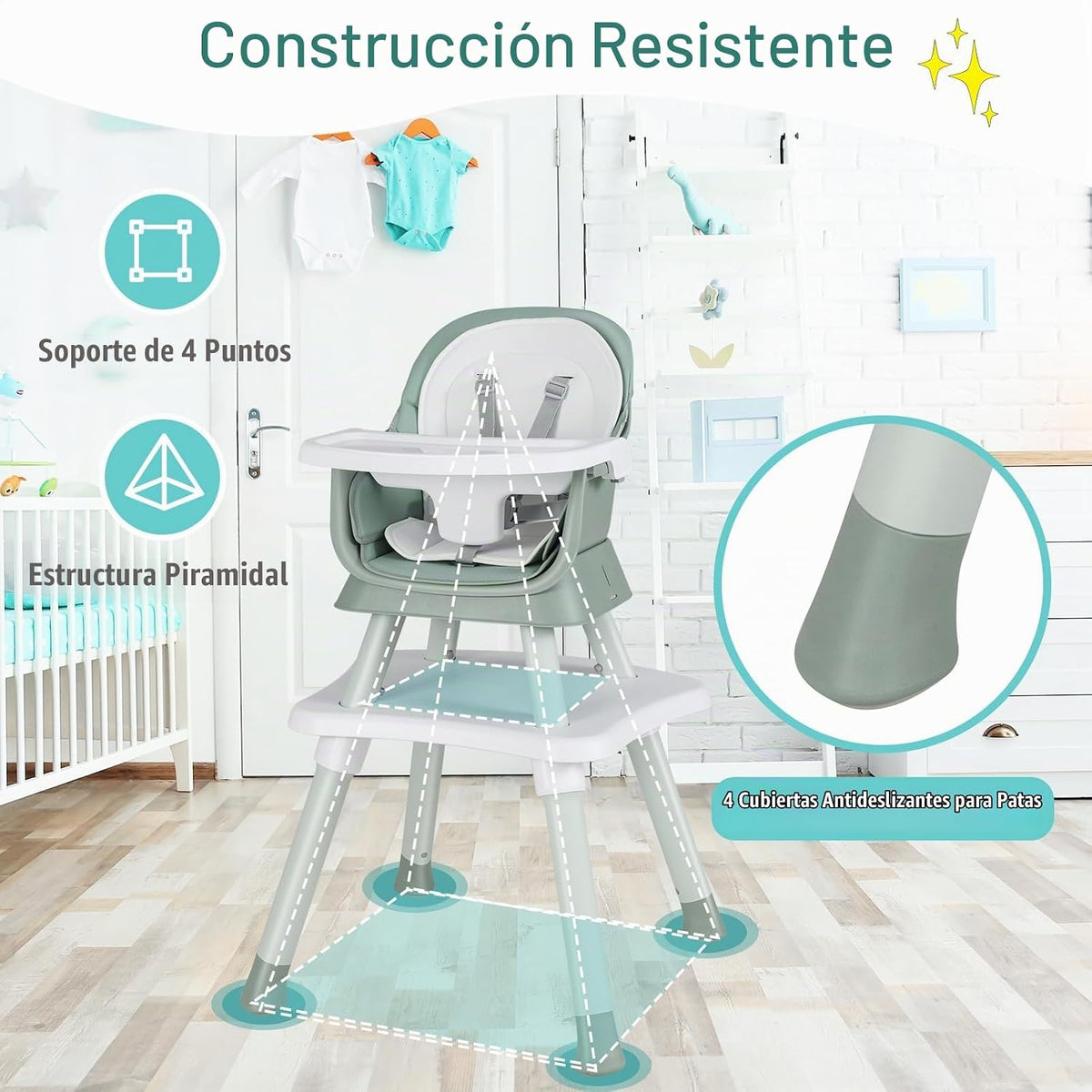 HONEY JOY Silla alta 8 en 1 para bebé, silla alta convertible para...