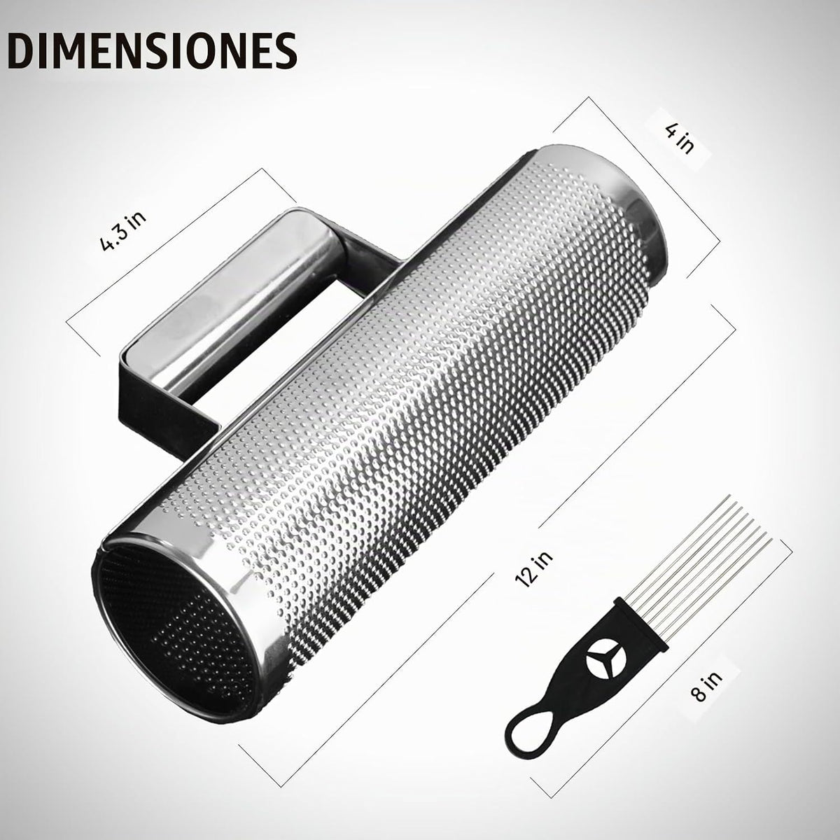 Soulmate de acero inoxidable 12" x 4" con raspador, güiro p...
