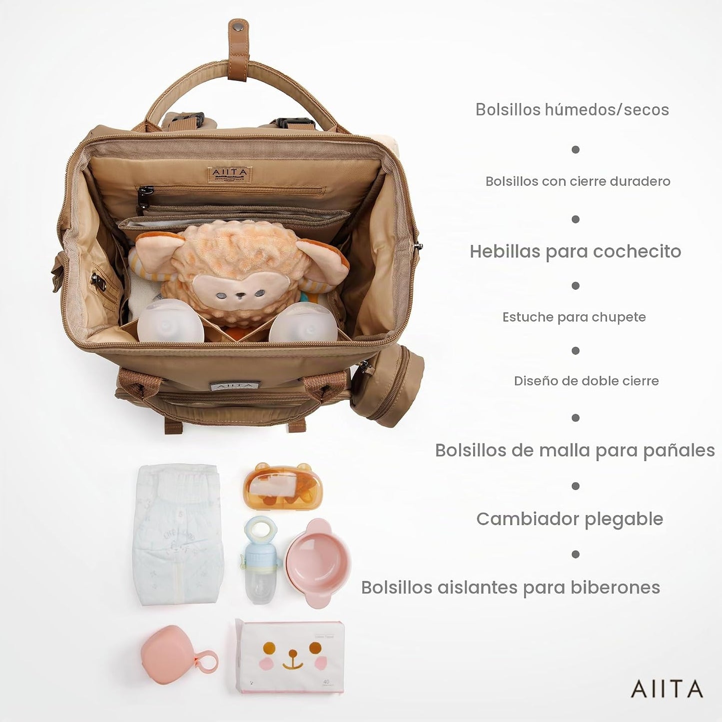 AIITA Mochila para Pañales, Bolsa de Pañales Multifunción con Estac...