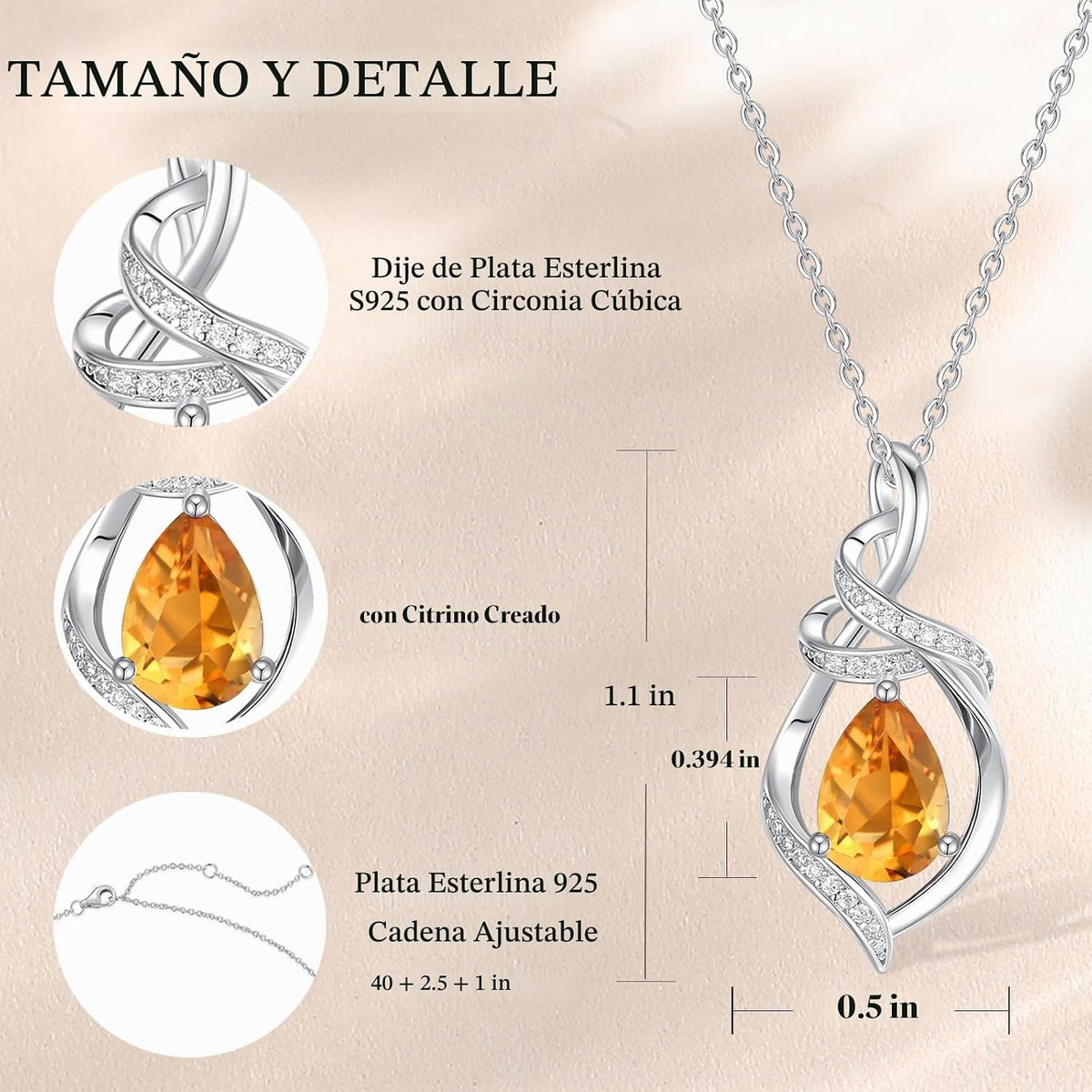FANCIME Collar con piedra natal para mujer con colgante de lágrima...