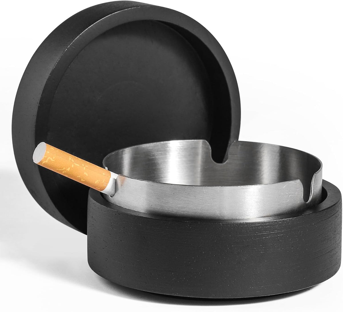 Cenicero lindo para cigarrillos con tapa DDAJJAJ Cenicero de madera...