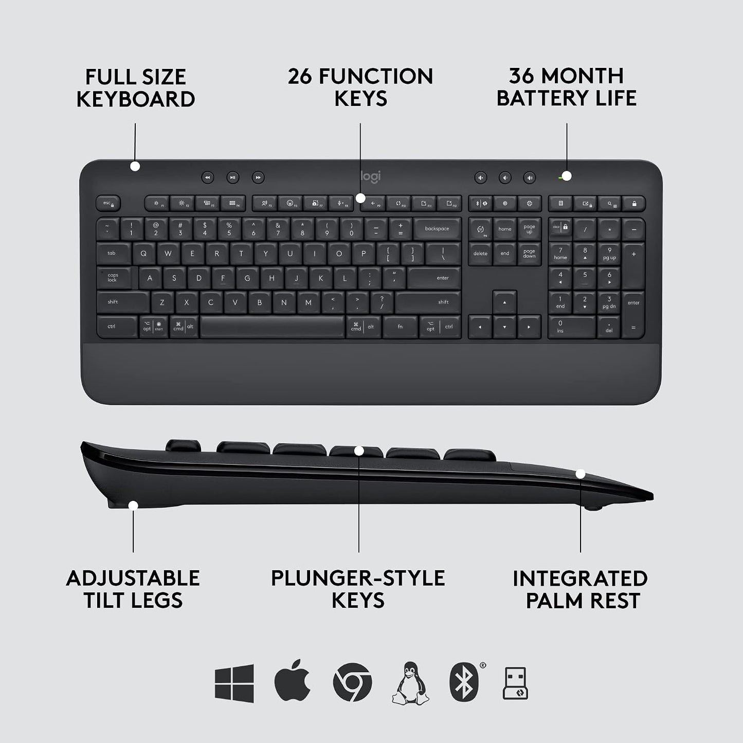 Logitech Signature MK650 Combo para teclado y mouse empresariales -...